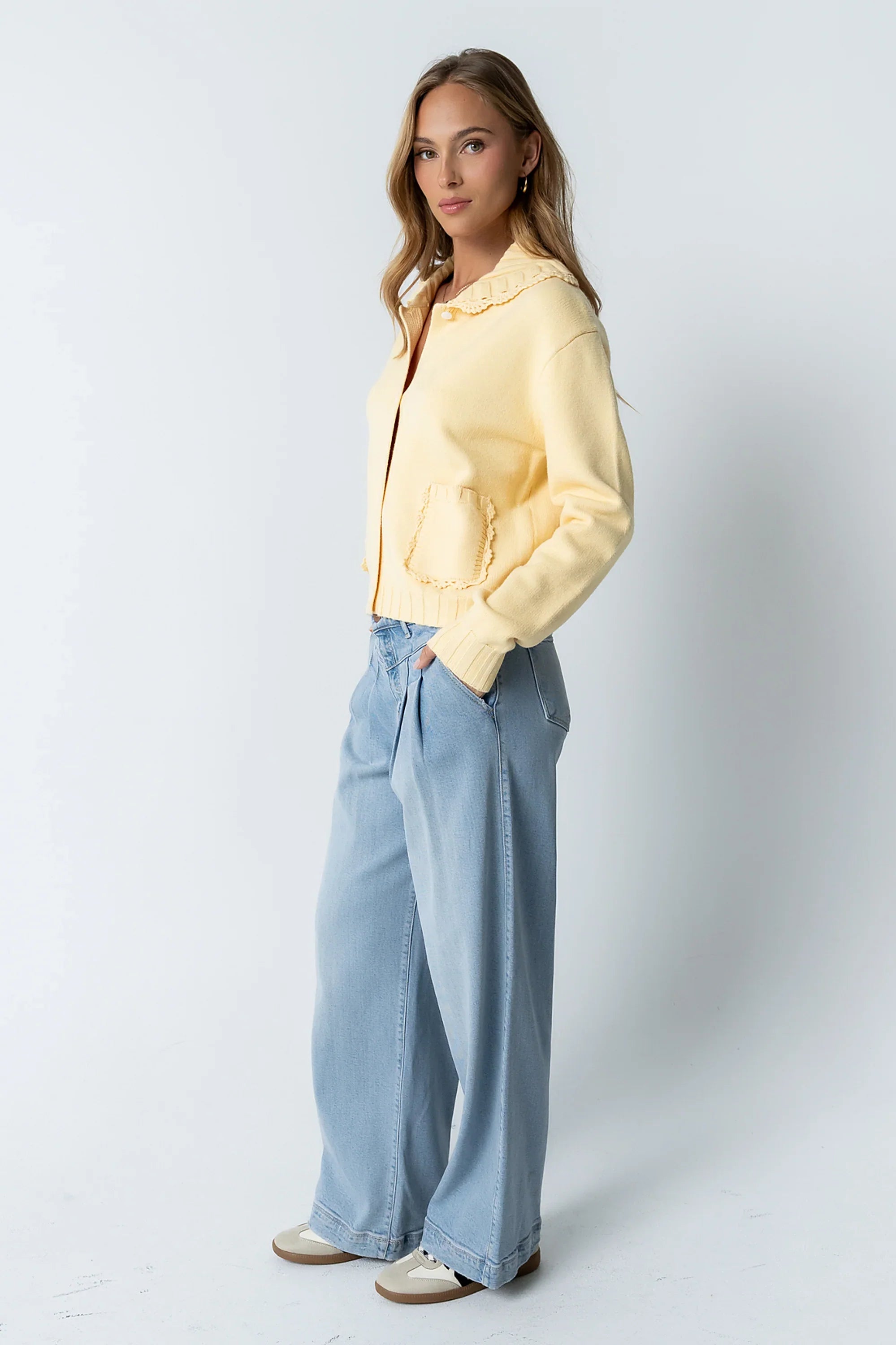 Tacie Knit Cardigan in Butter Yellow