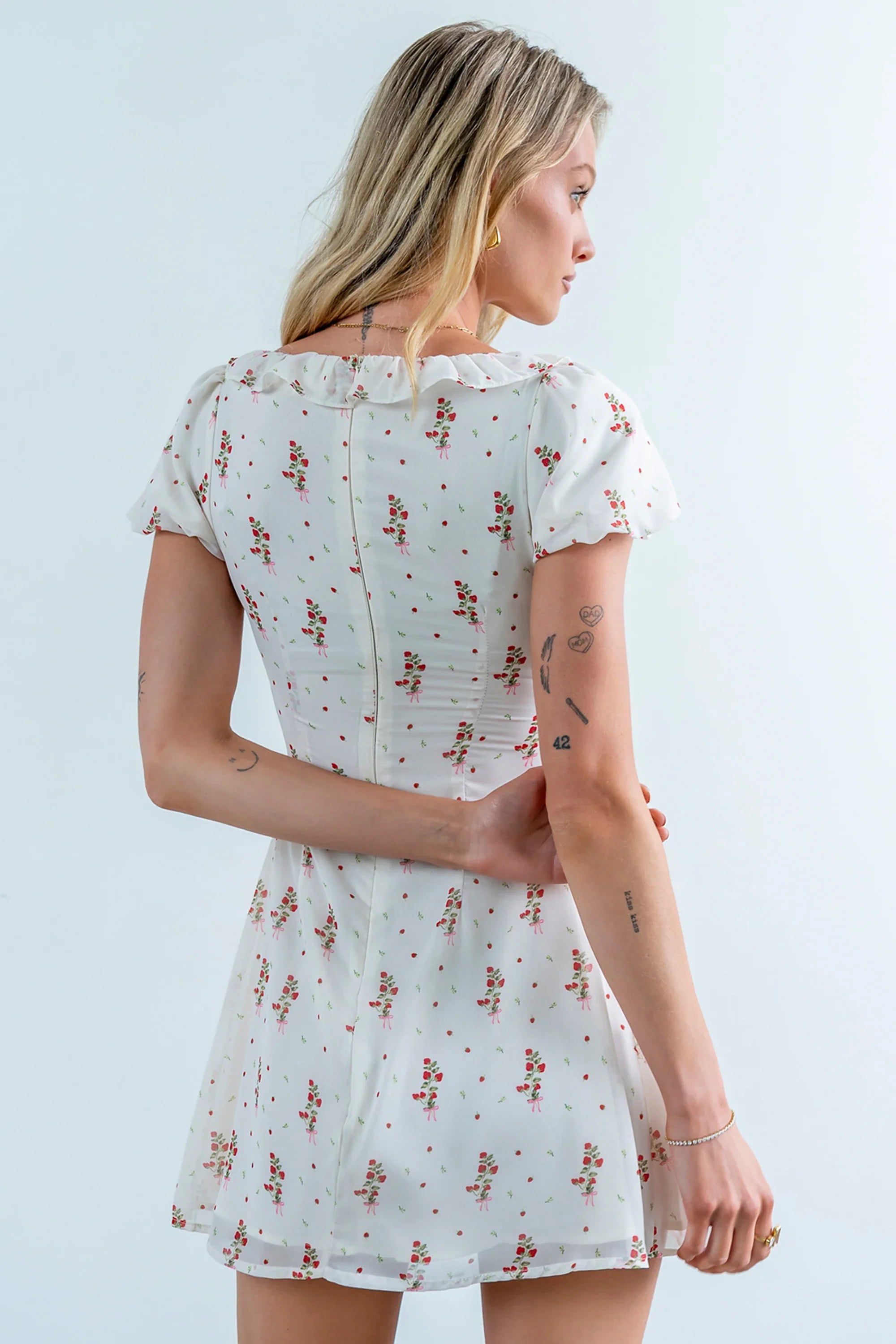 Harvey Floral Mini Dress in Butter Yellow