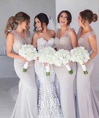Simple Long Mermaid Tulle Bridesmaid Dresses