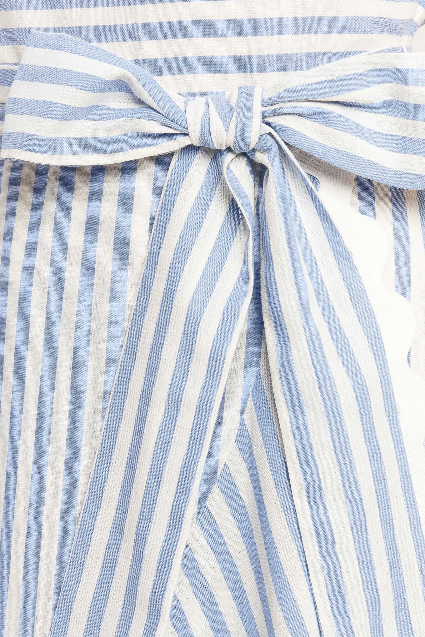 TIED TO YOU BLUE STRIPED MIDI DRESS