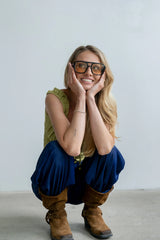 Joey Pleated Pants in Blue