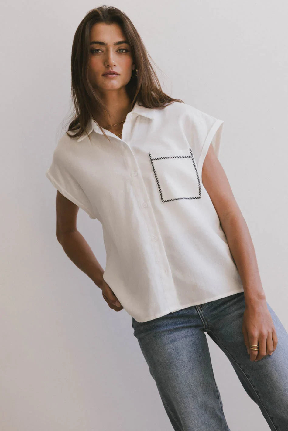 Elle Embroidered Button Up FINAL SALE