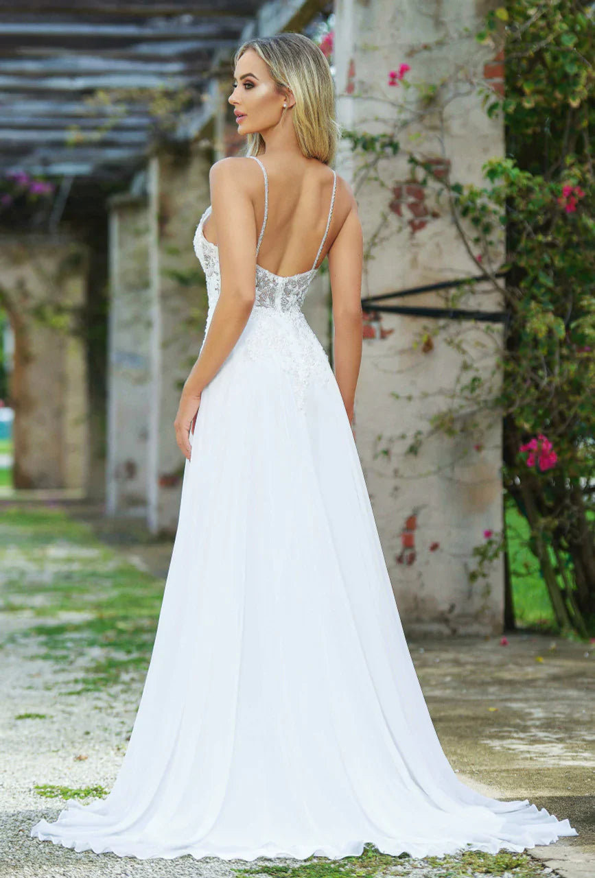 Avianna Gown Floral Lace A Line Chiffon Dress