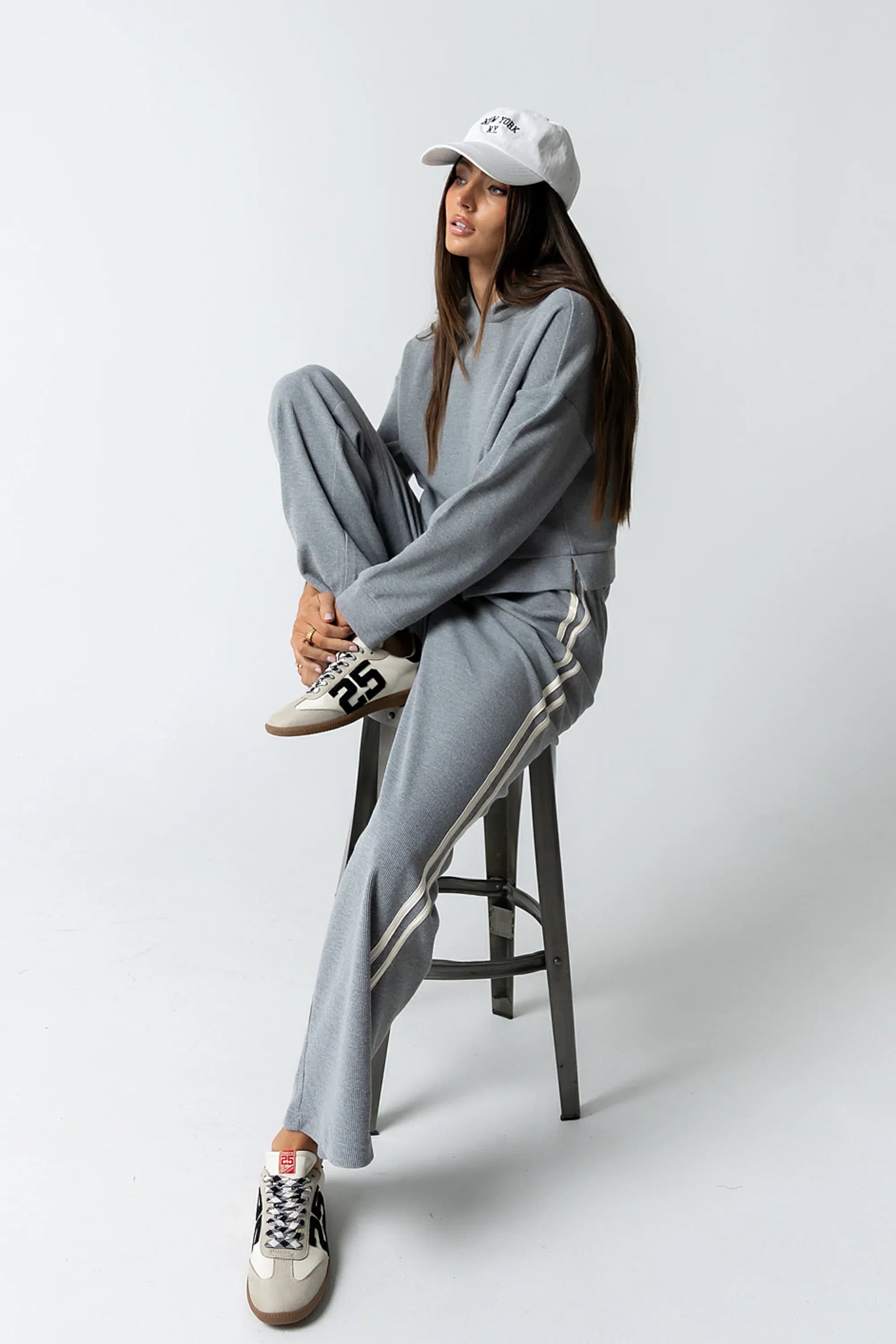Kourtney Waffle Knit Pants in Grey