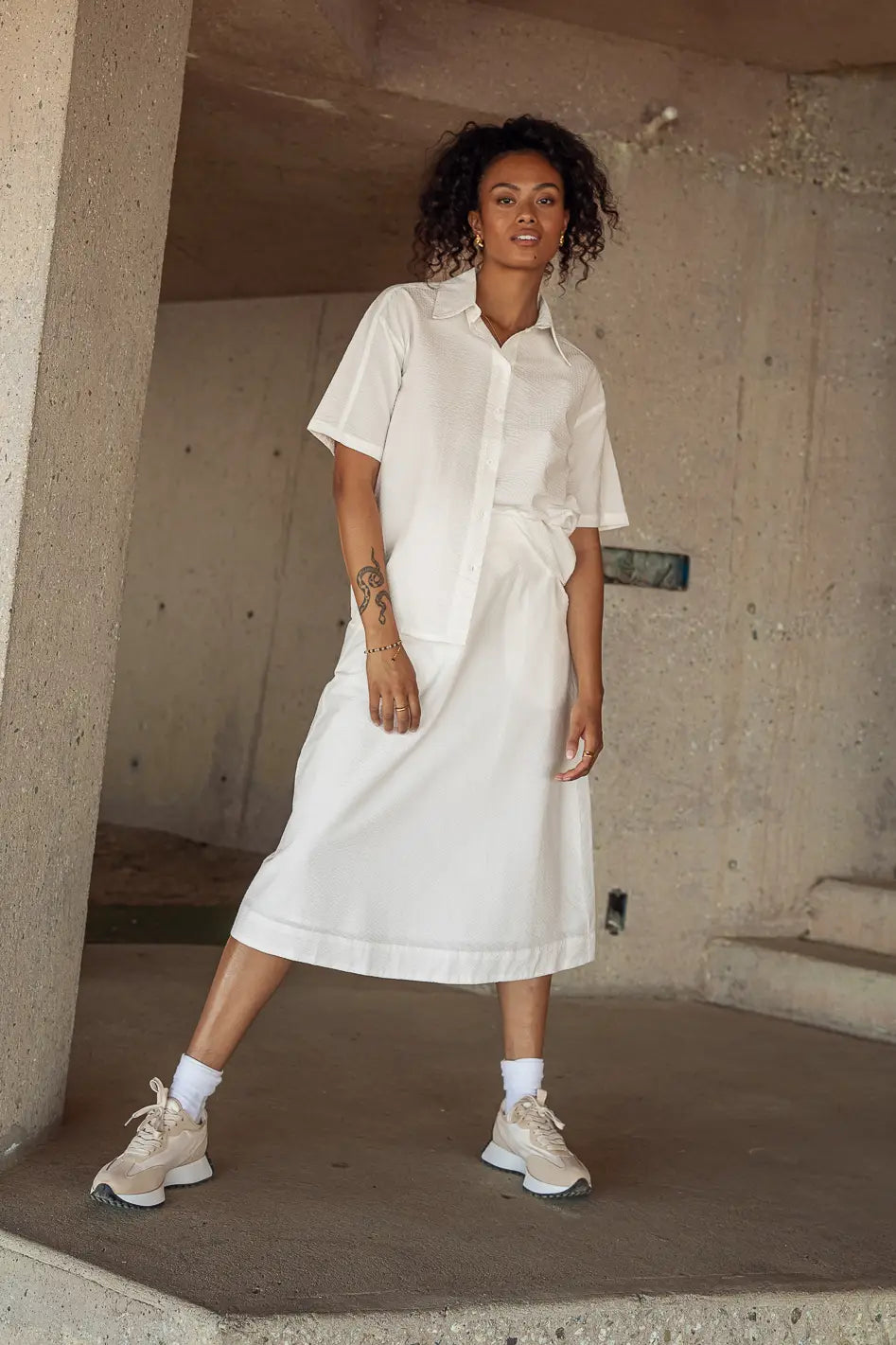 Mallory Textured Skirt in White FINAL SALE