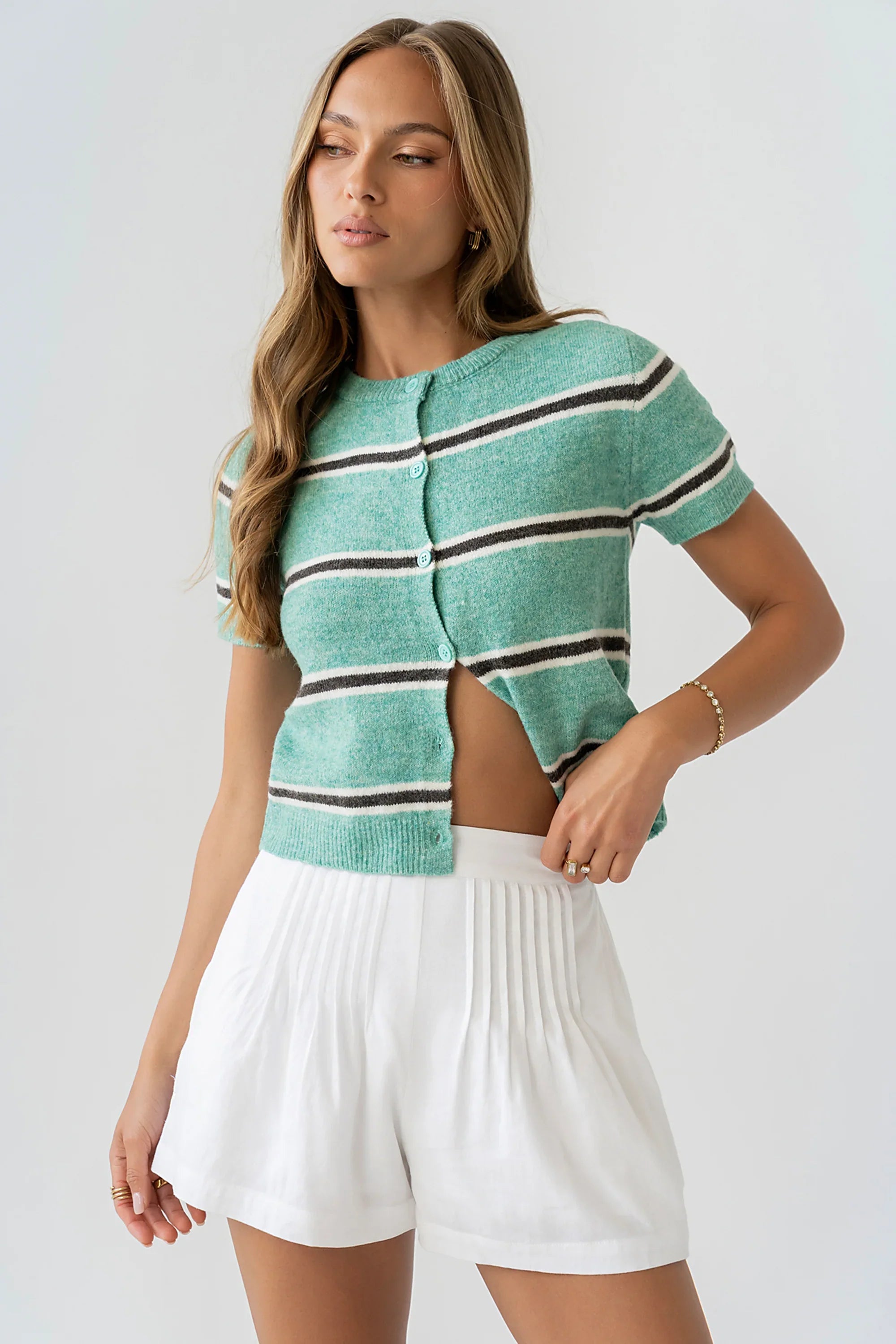 Jenny Pleated Shorts in Ivory
