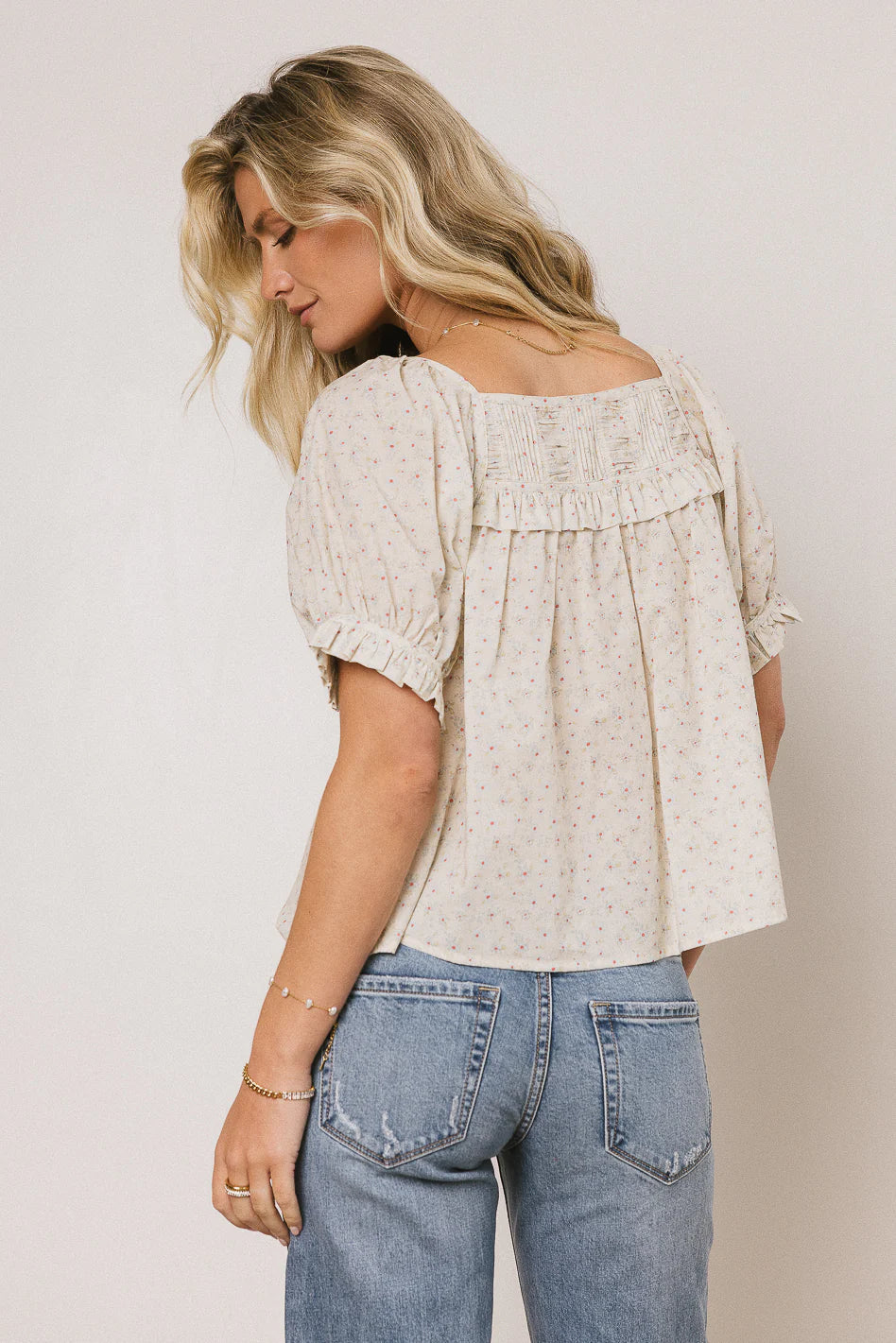 Tiffany Floral Blouse in Cream FINAL SALE
