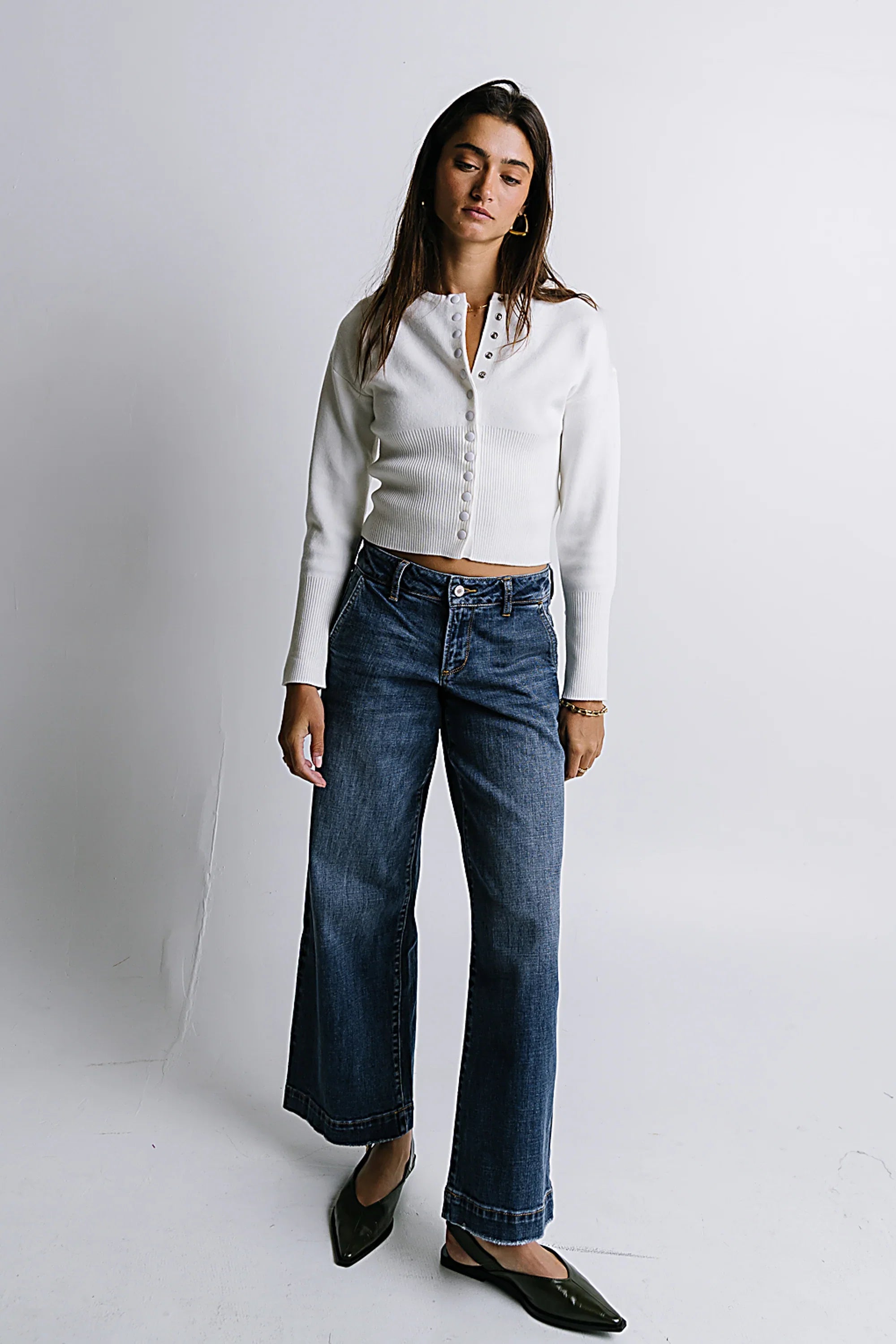Julia Ribbed Cardigan in Cream