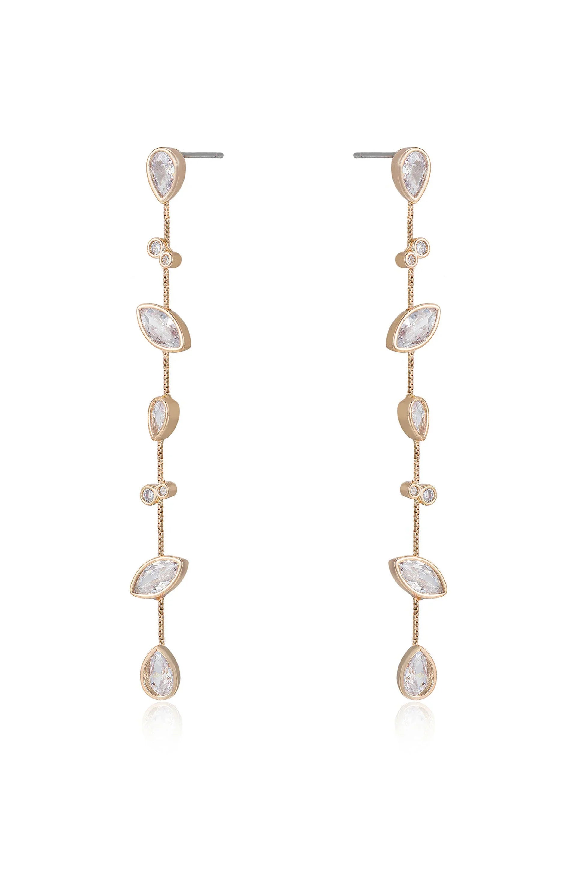 Falling Bezel Crystal Dangle Earrings
