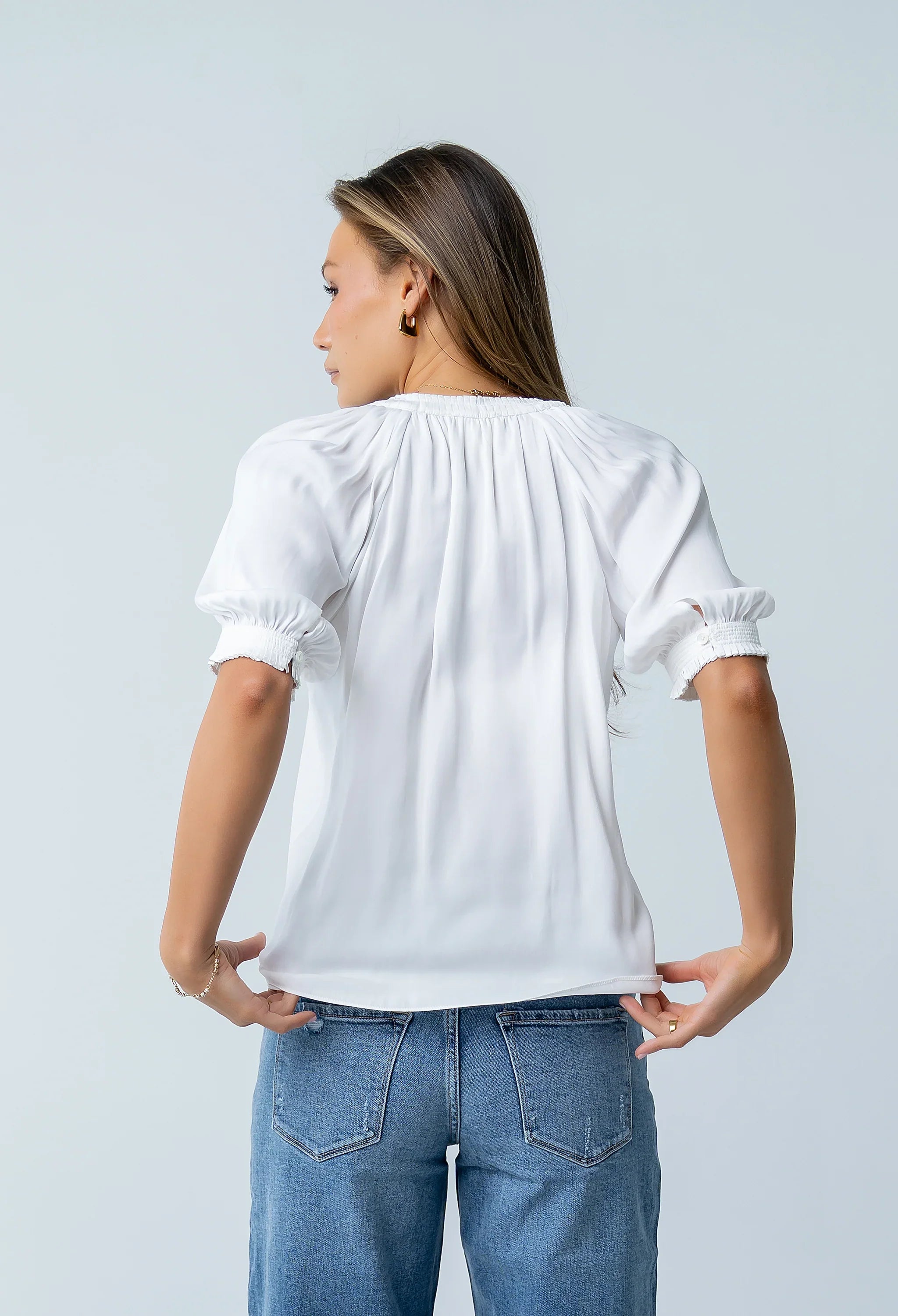 Gareth Pleated Blouse in White