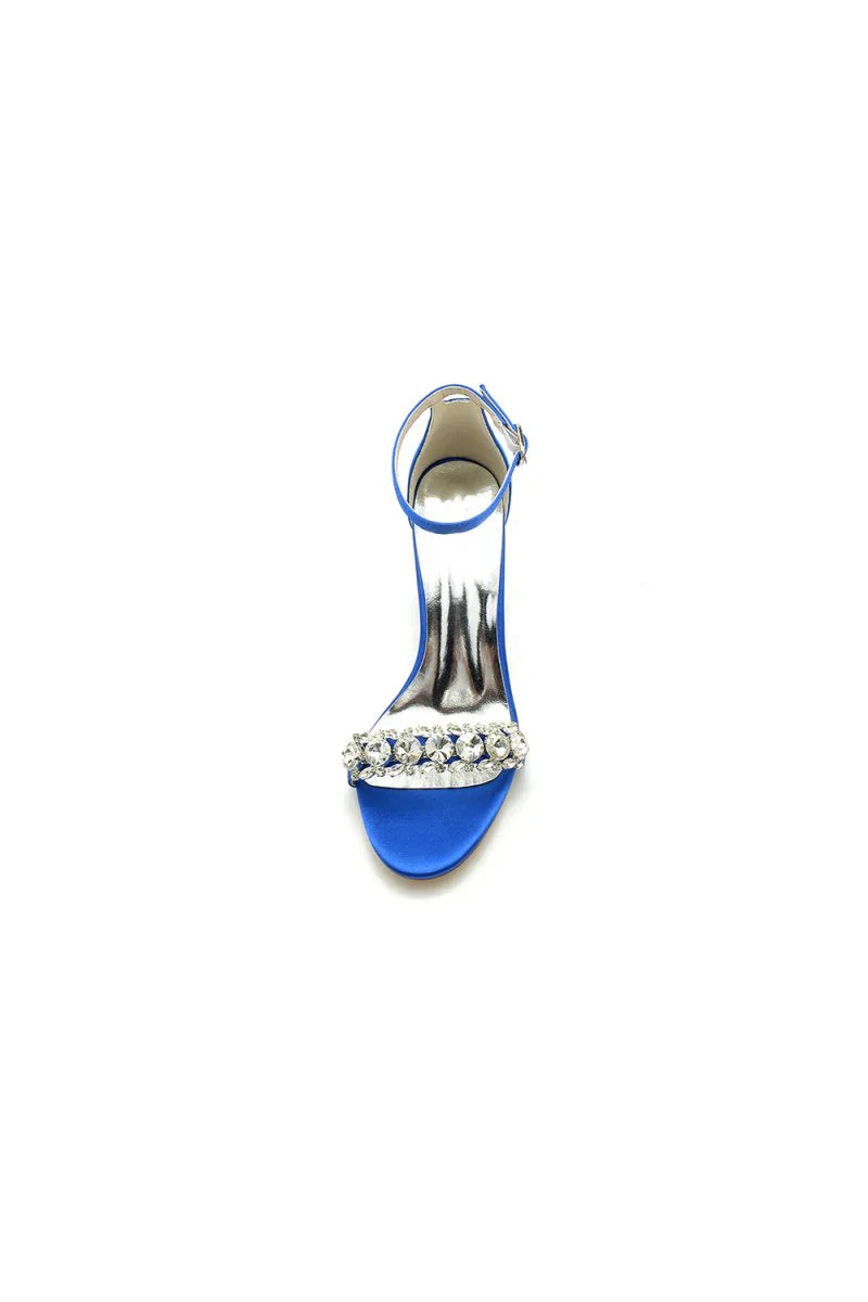 Crystal Embellished Open Toe Ankle Strap Pumps