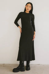 Lynette Ribbed Maxi Dress in Charcoal FINAL SALE