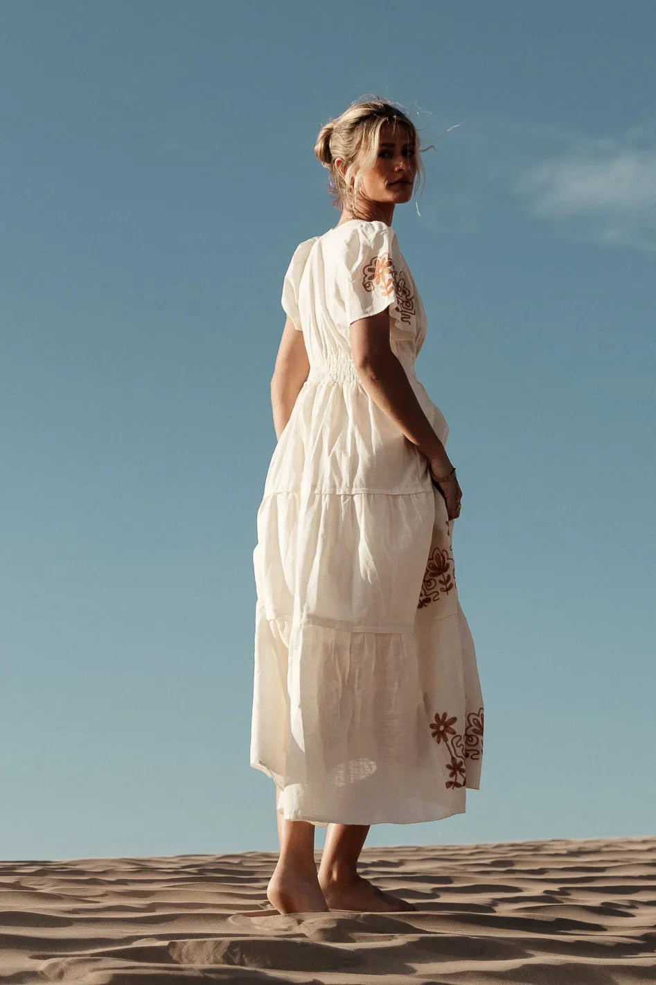 Isabeau Embroidered Maxi Dress in Cream FINAL SALE