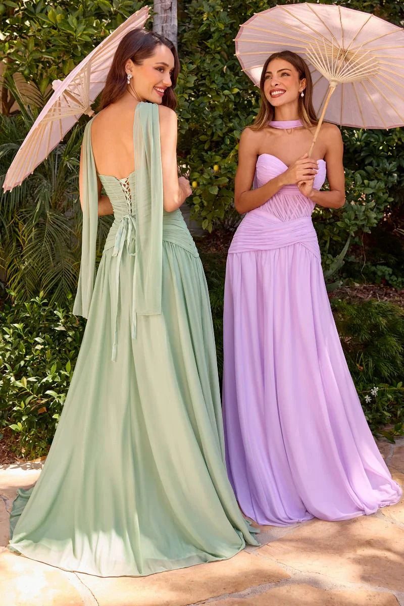 Kimberly Gown Chiffon A line Dress With Scarf