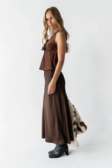 Kendall Satin Top in Brown