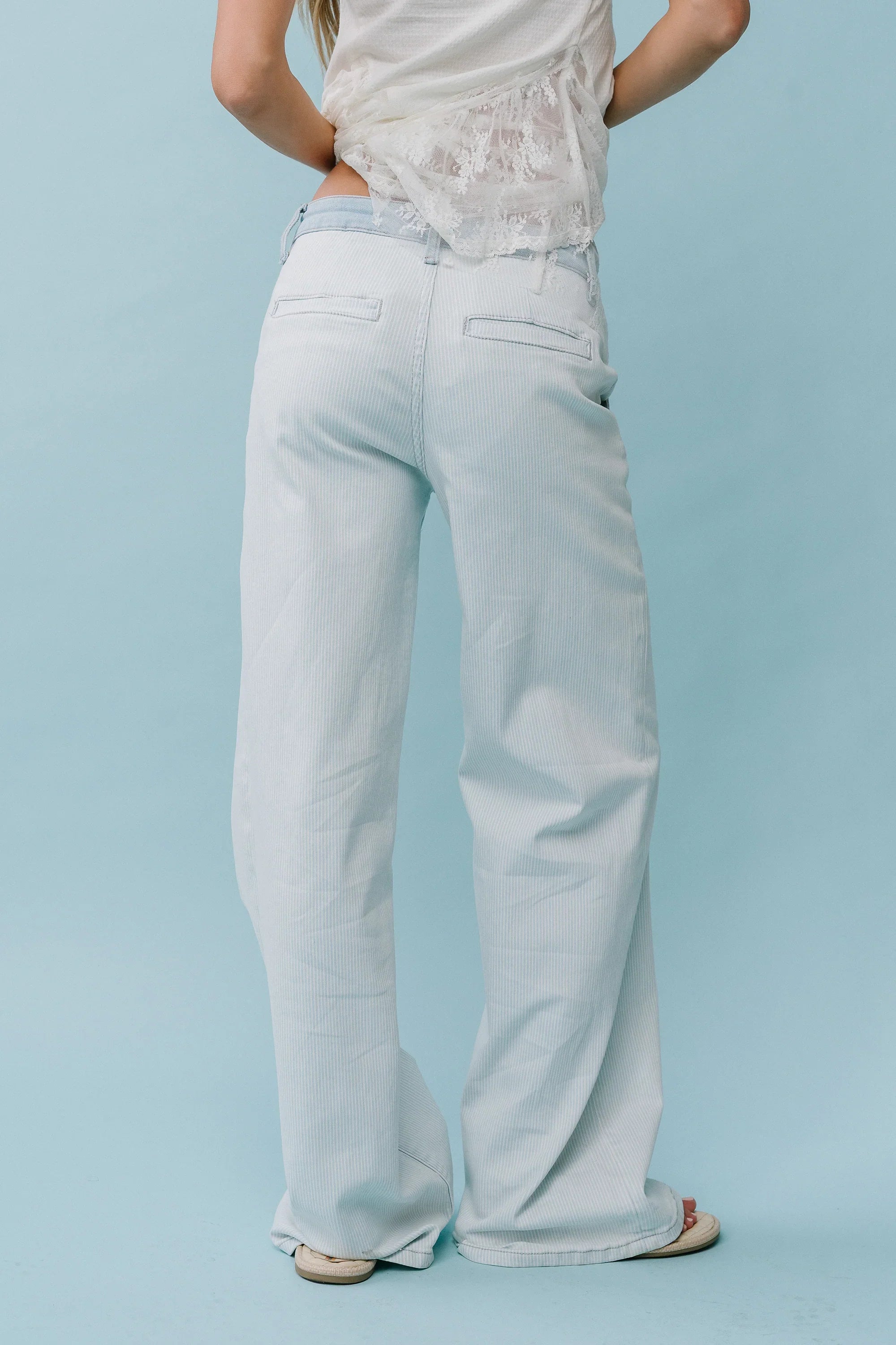 Kendall Striped Wide Leg Jeans