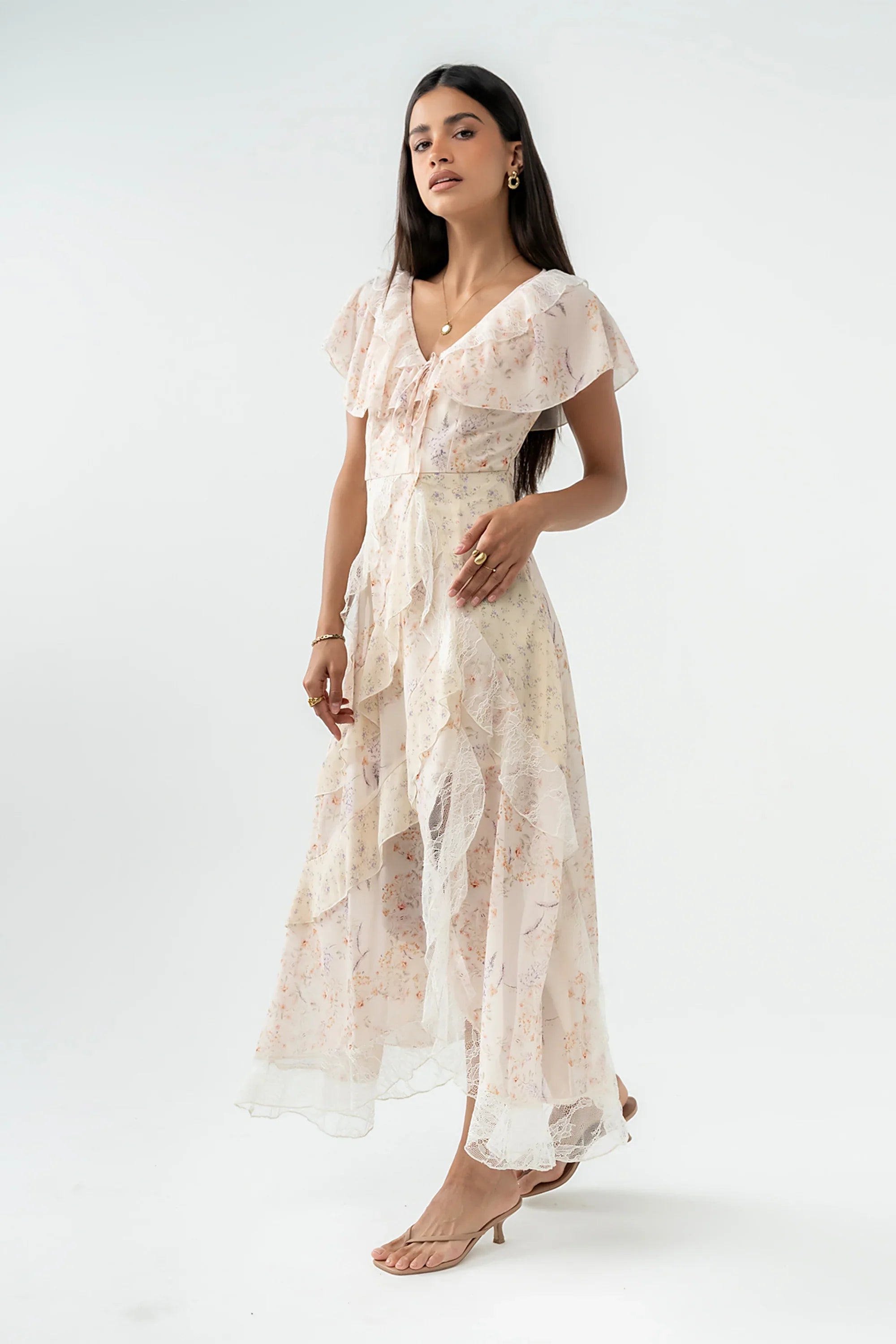 Kora Ruffle Maxi Dress in Yellow