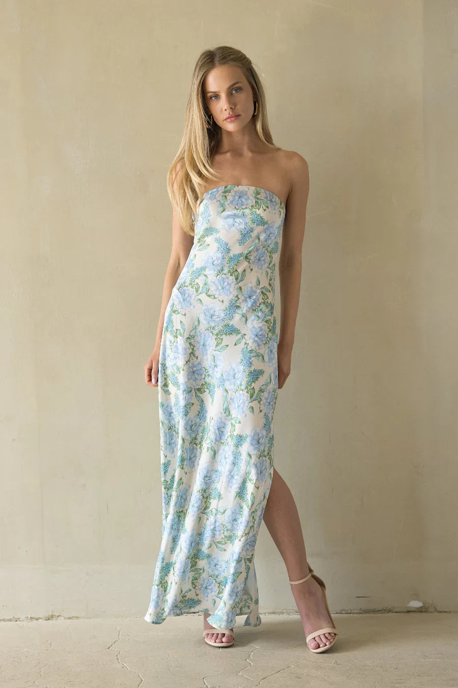 Jasmina Satin Floral Maxi Dress