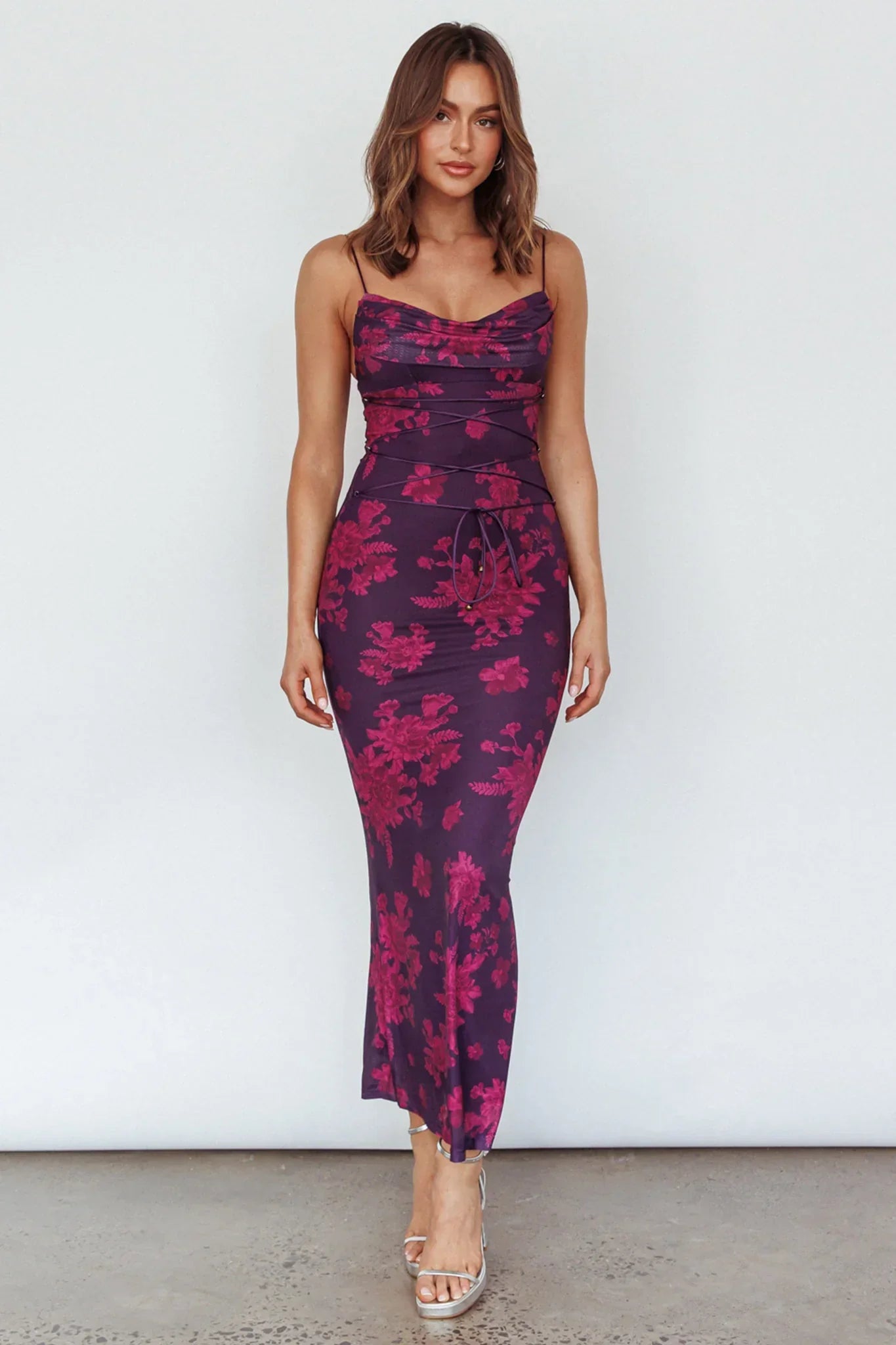 Moana Floral Maxi Dress Grape