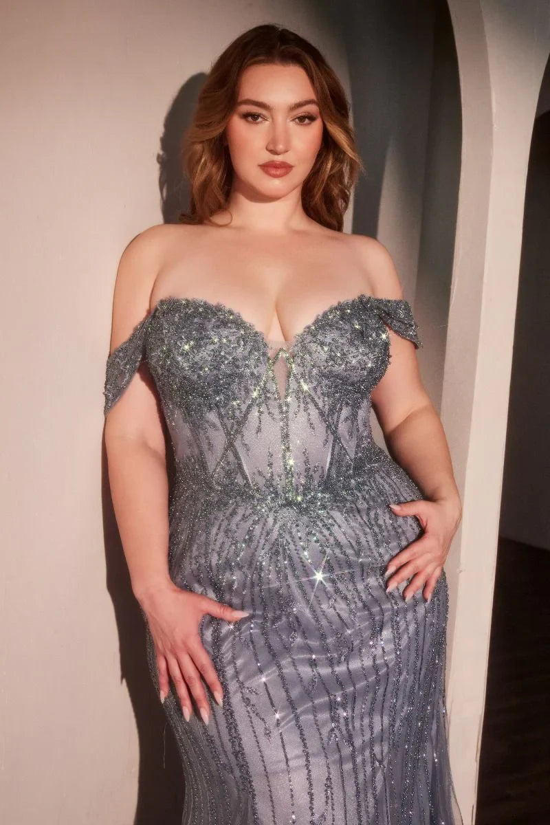 Annette Gown OFF THE SHOULDER FLORAL BEADED GOWN