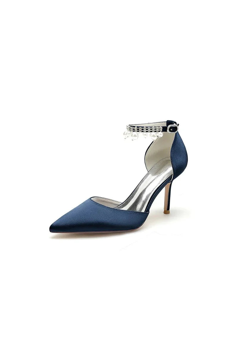 Pointed Toe Wedding Heels with Pearl Tassel