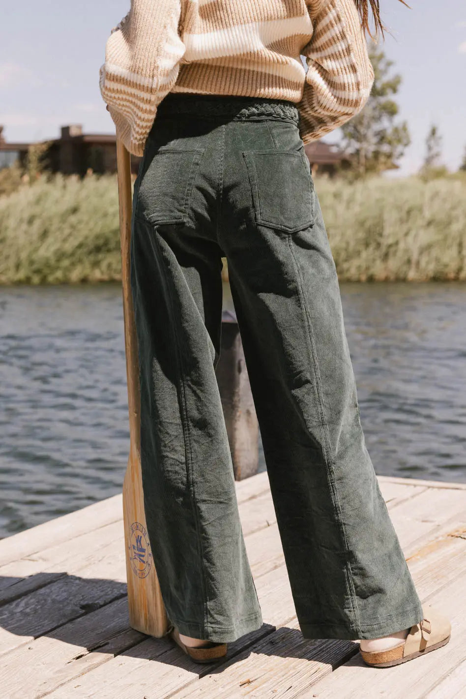 Ariella Corduroy Pants in Teal FINAL SALE