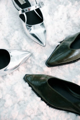 Steve Madden Shay Slingback Flats in Olive FINAL SALE