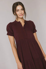 Amanda Tiered Dress in Burgundy FINAL SALE
