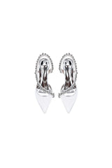 White Satin High Heels with Crystal Embellishments