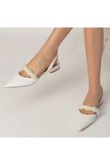 Pearl Strap Slingback Sequin Pointed Toe Flats