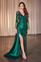 Debra Gown Long Sleeve Lace Satin Formal Dress