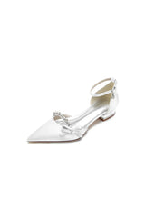 Rhinestone Pointed Toe Kitten Heels With Bow
