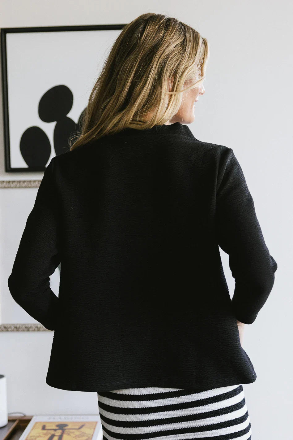 Textured Mock Neck Top in Black FINAL SALE