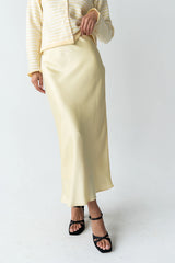 Tory Satin Maxi Skirt in Yellow