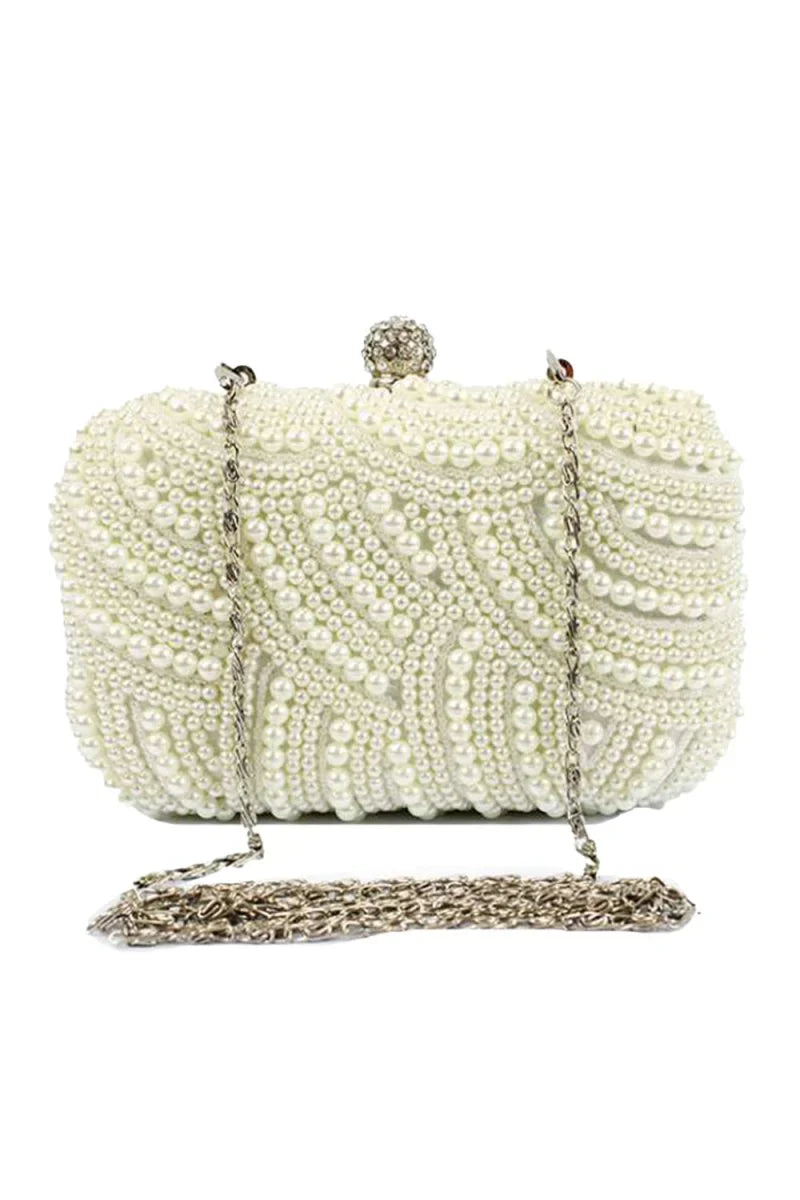 Amazing Pearl With Crystal Rhinestone Chain Clutches
