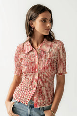 Connie Gingham Blouse in Red FINAL SALE
