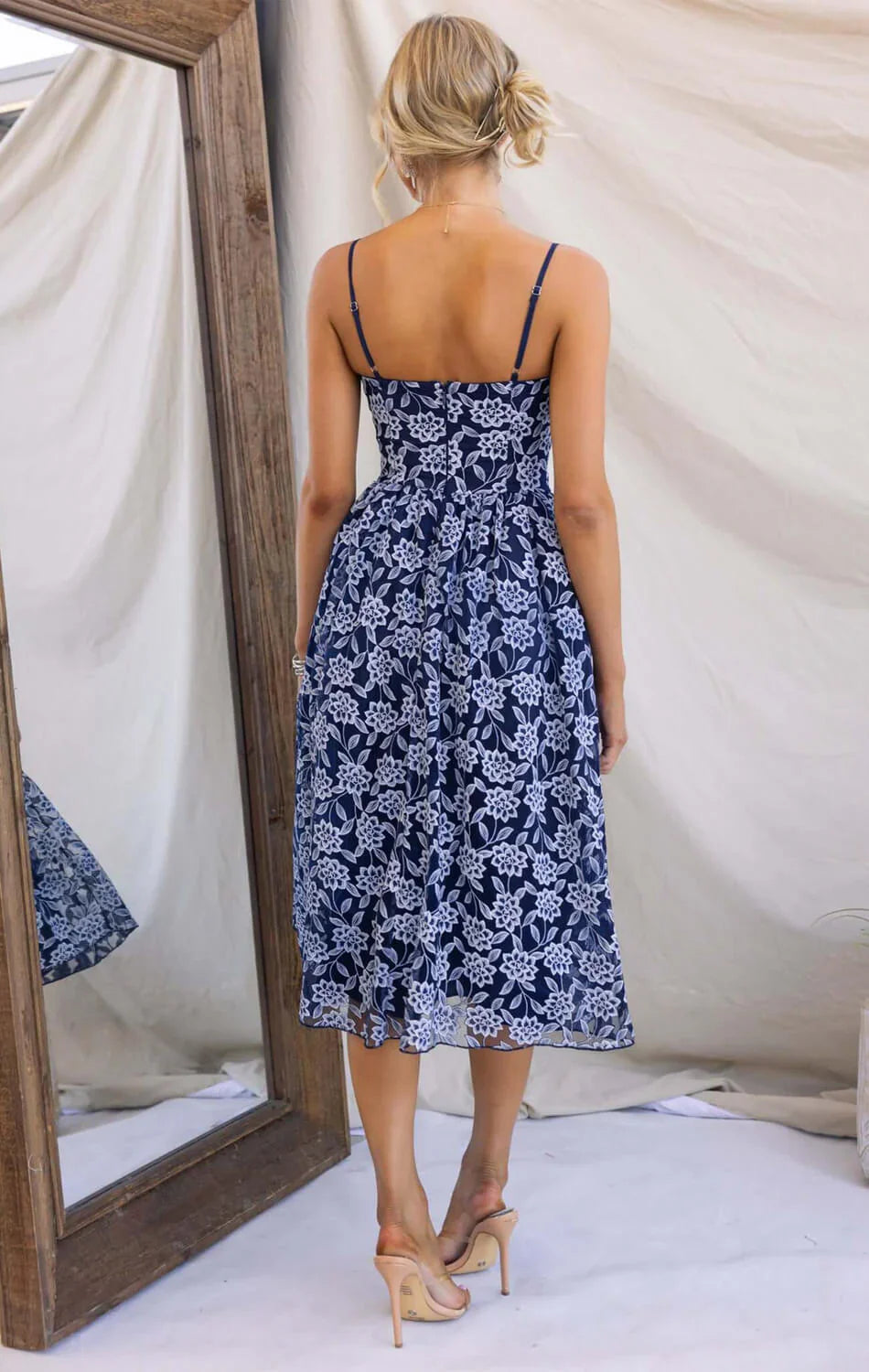 BLOSSOM MIDI DRESS NAVY BLUE