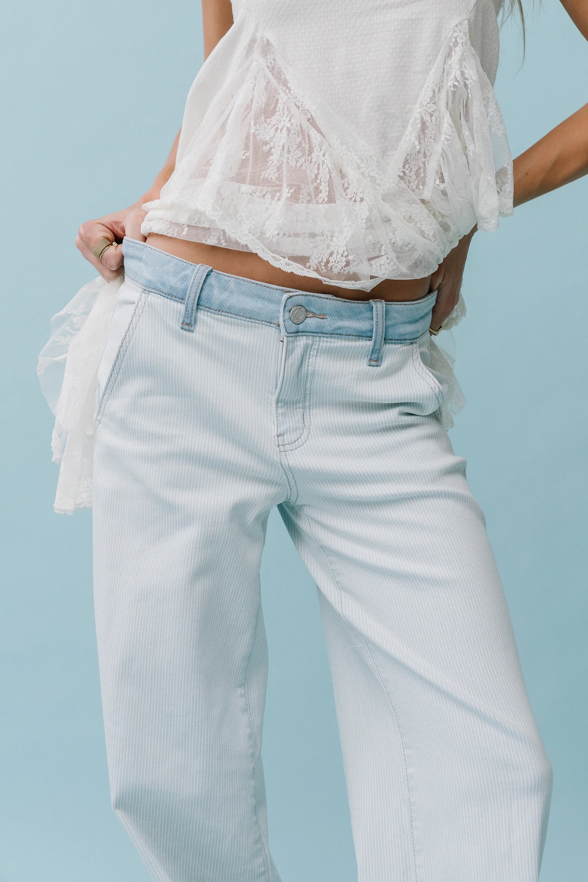Kendall Striped Wide Leg Jeans