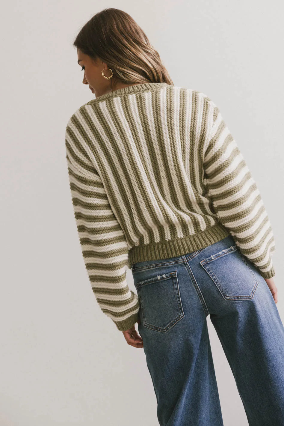 Baila Striped Sweater in Moss FINAL SALE