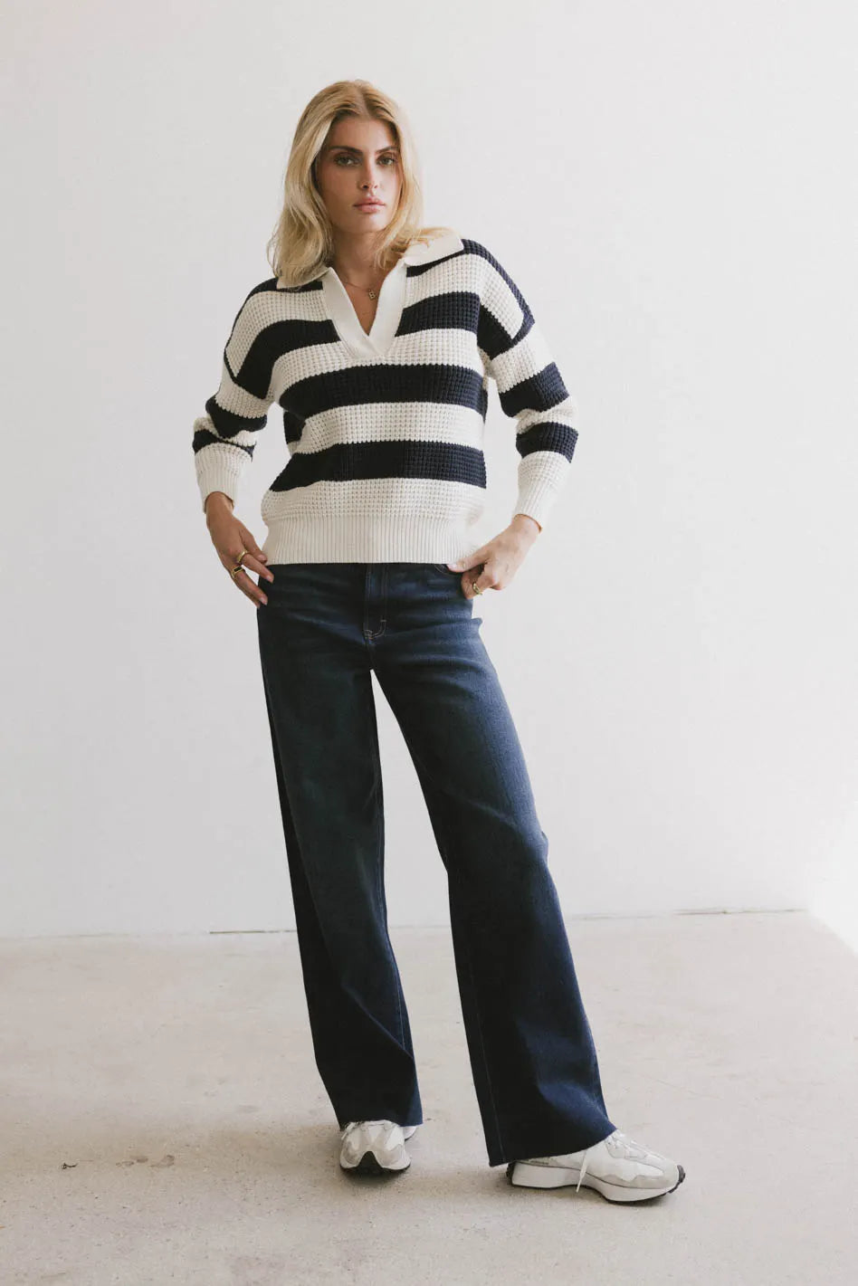 Ozzie Striped Sweater in Navy FINAL SALE