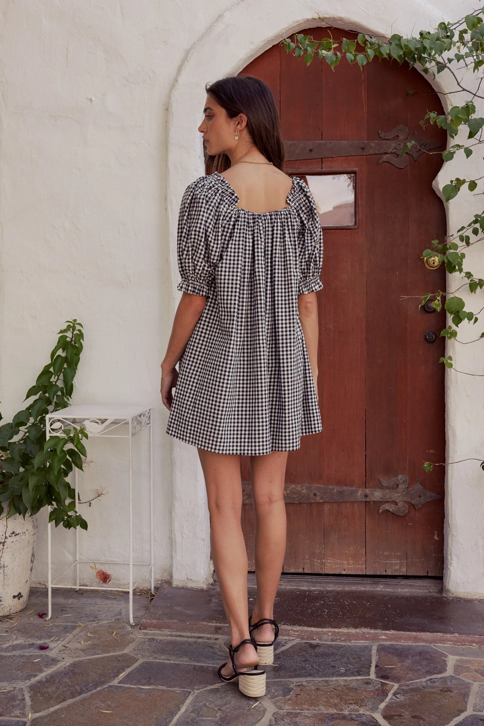 Cody Gingham Mini Dress in Black FINAL SALE