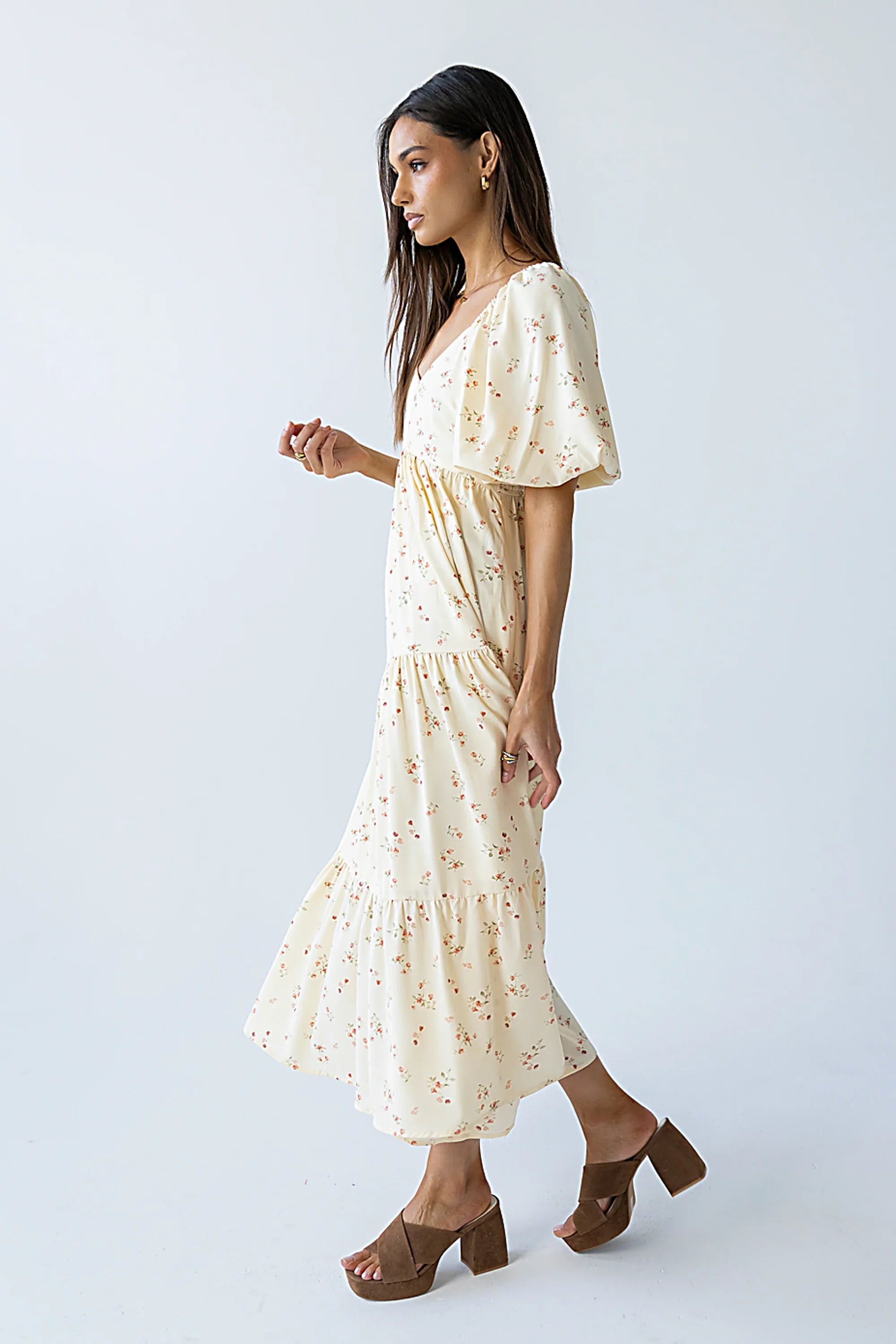 Amy Floral Maxi Dress in Yellow