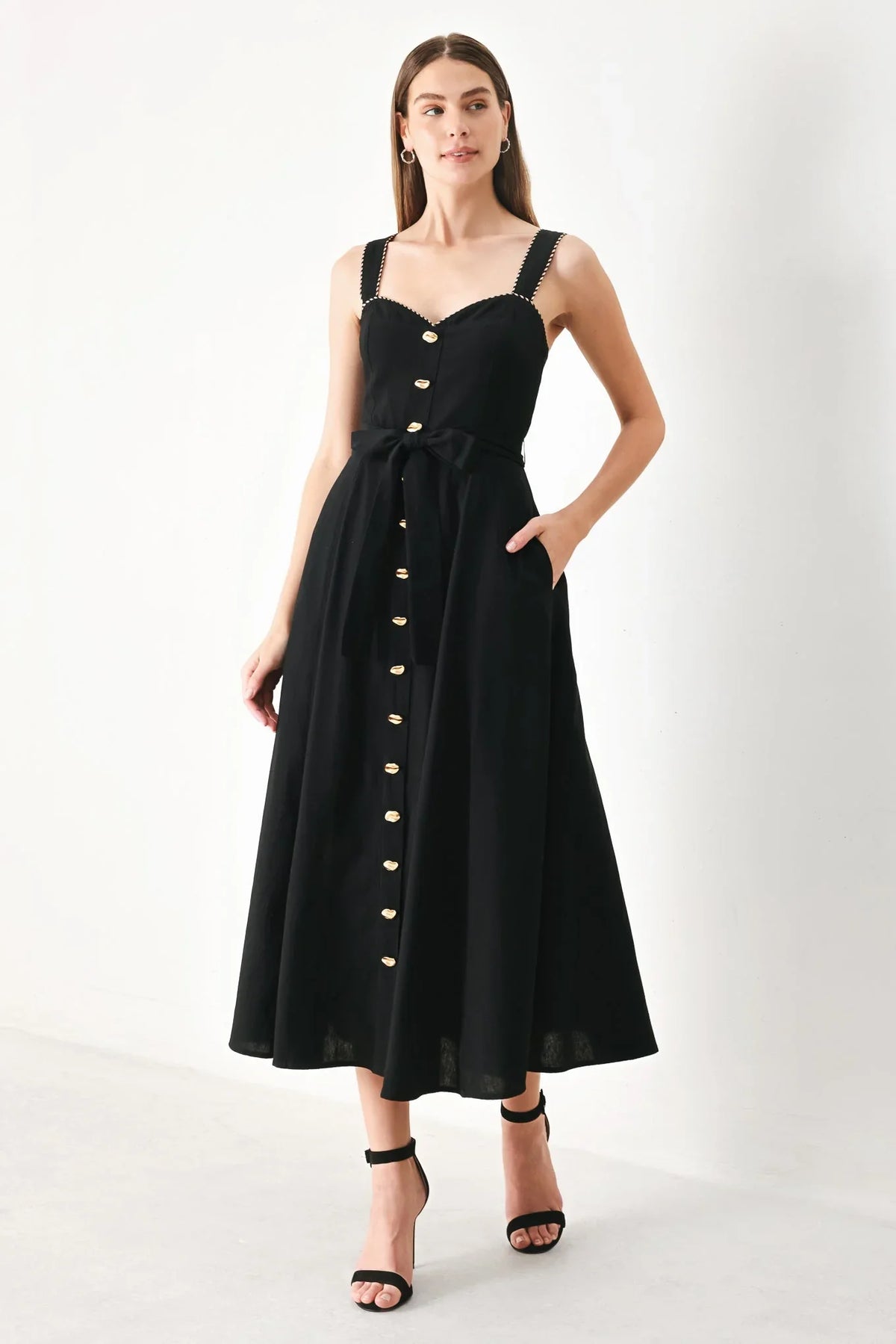LOVELY NOIR BLACK MIDI DRESS