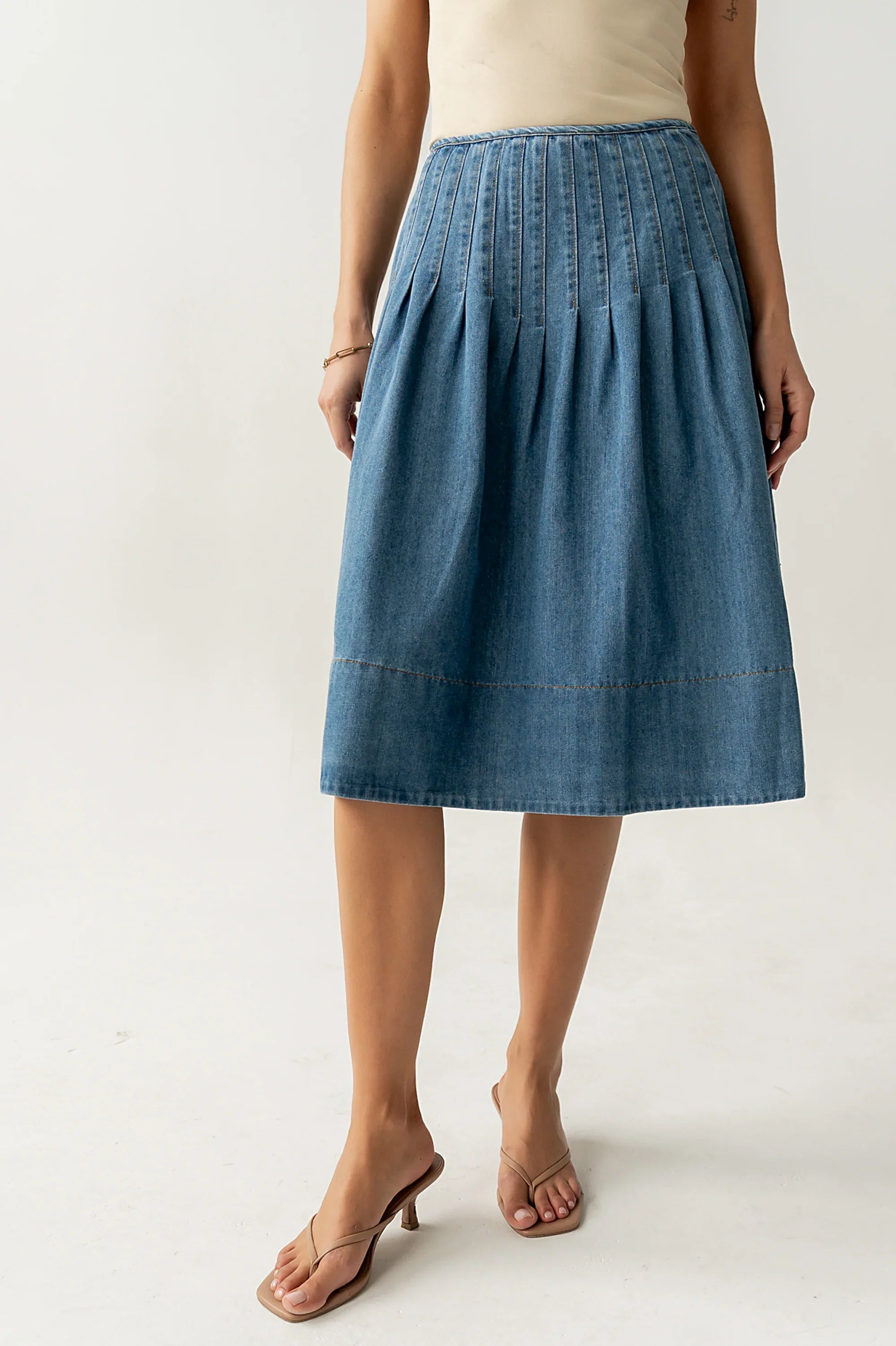 Sierra Pleated Midi Skirt
