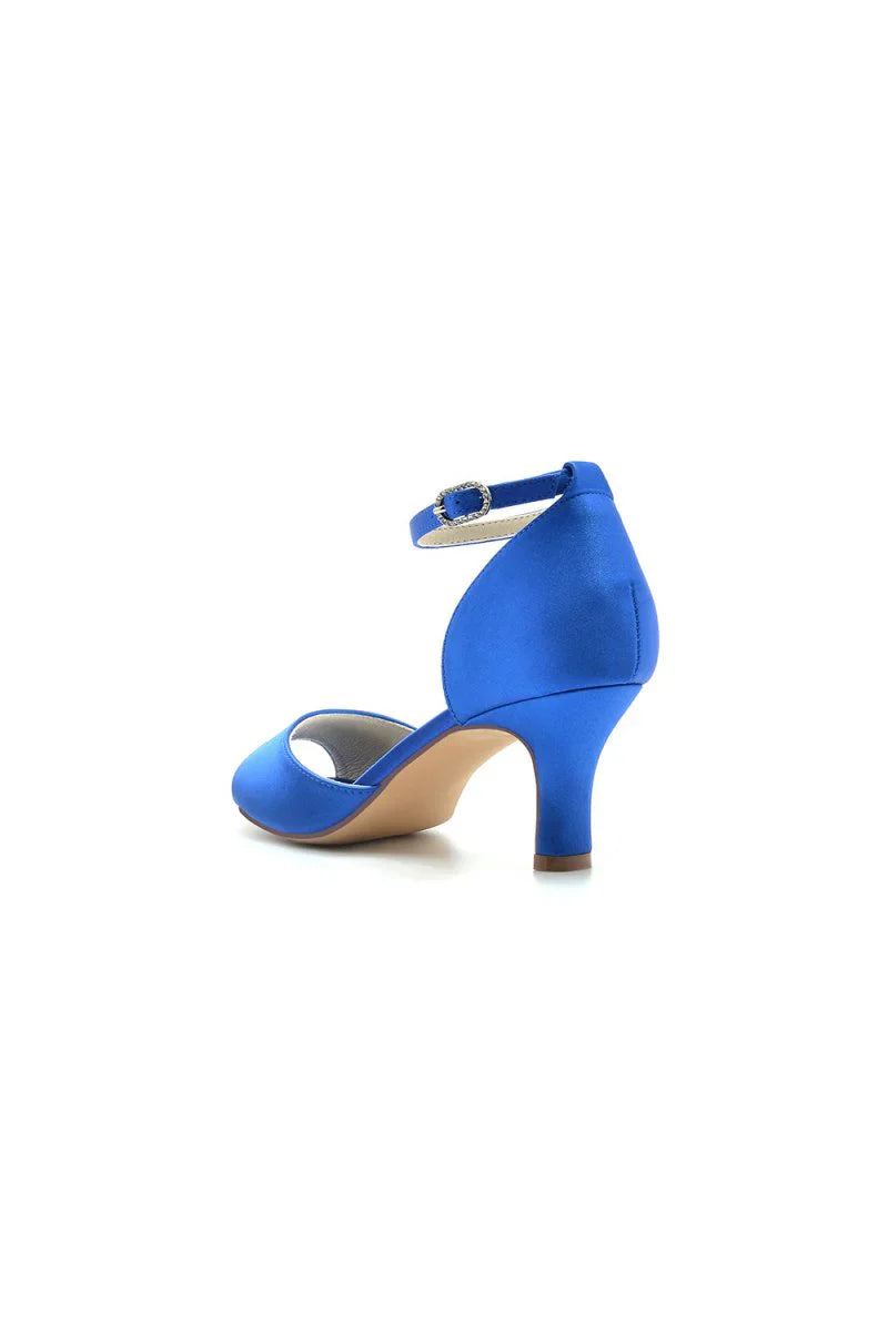 Peep Toe One strap Buckle Chunky Heel Pumps