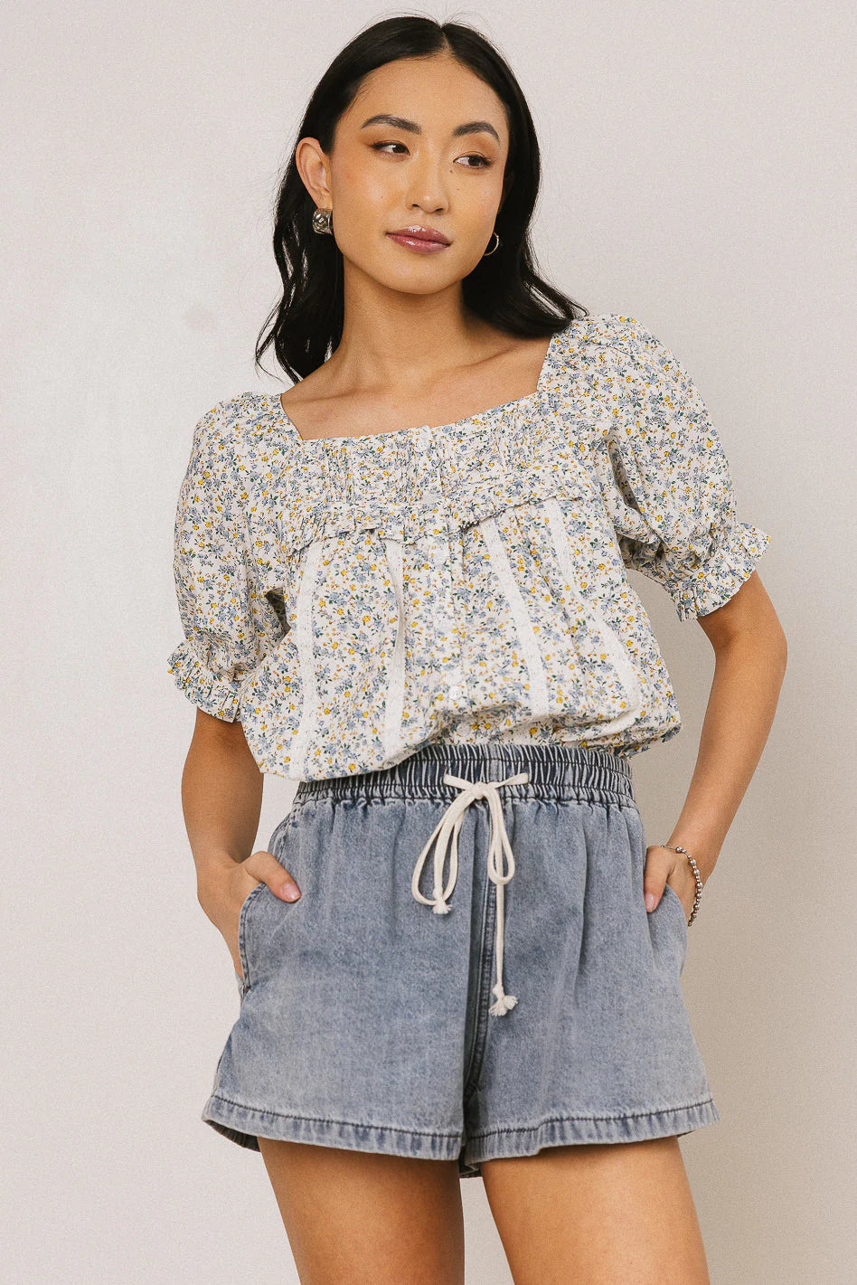 Tiffany Floral Blouse in Blue FINAL SALE