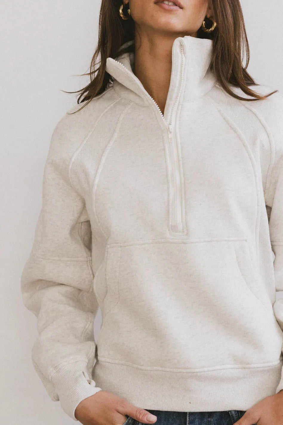 Krista Half Zip in Bone FINAL SALE