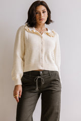 Maureen Collared Cardigan in Oatmeal FINAL SALE