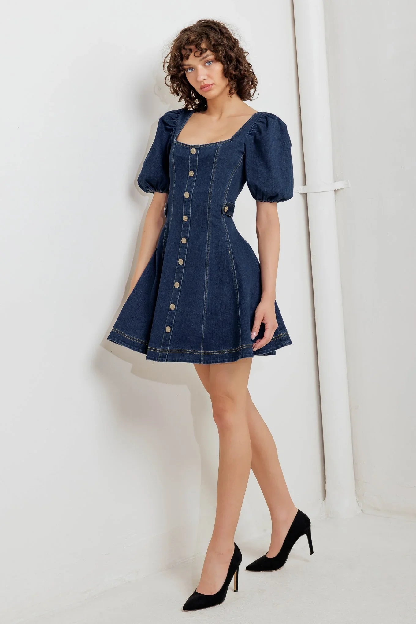 PUFF PLAY DENIM MINI DRESS FINAL SALE