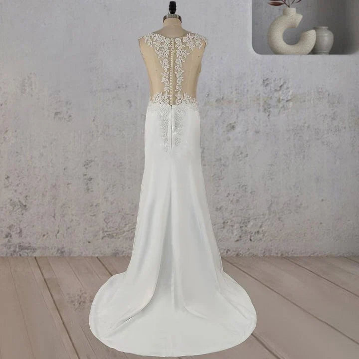 Mermaid Illusion Lace Appliqued Wedding Dress